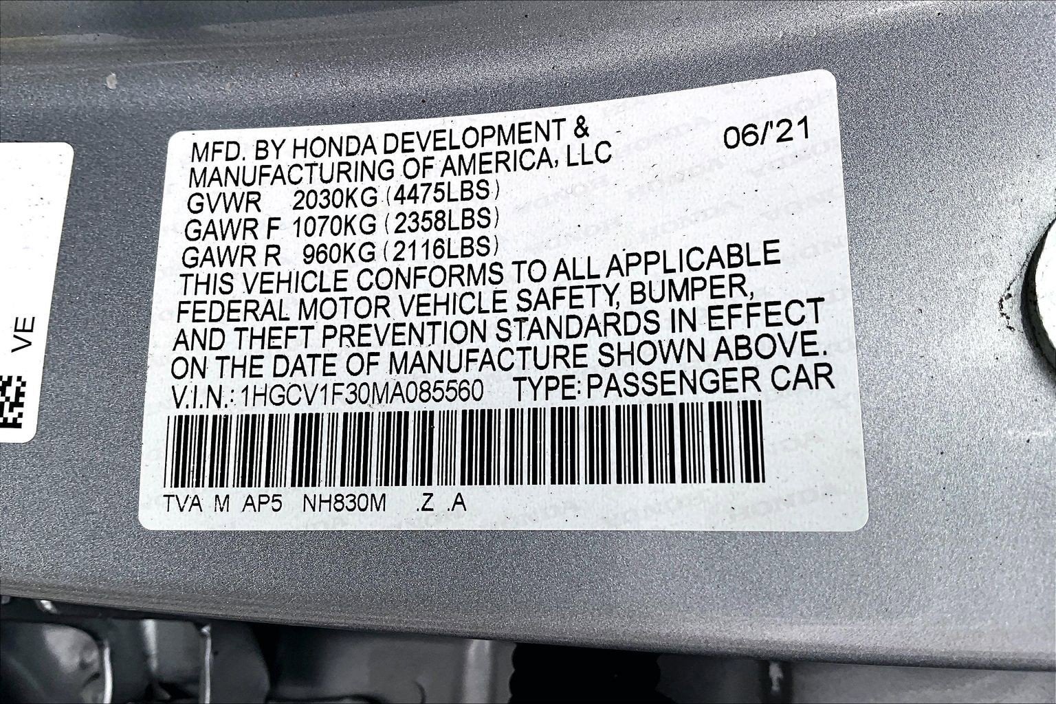 2021 Honda Accord Sedan Sport