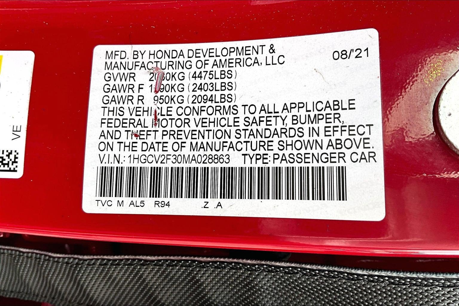 2021 Honda Accord Sedan Sport