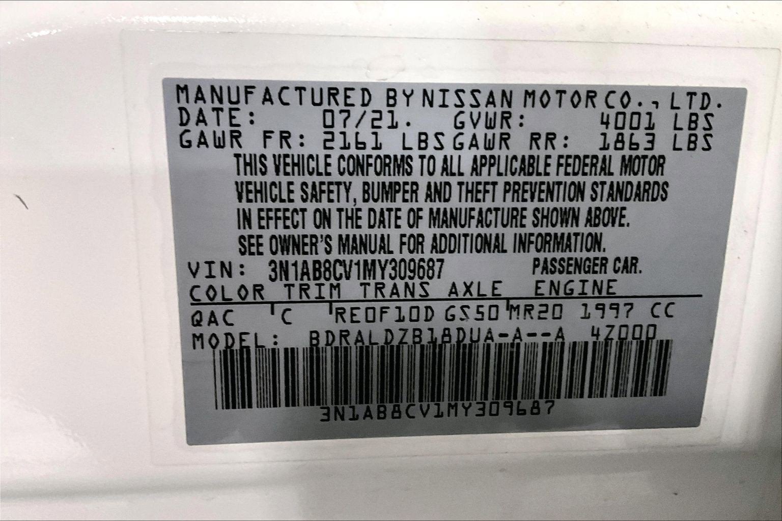 2021 Nissan Sentra SV