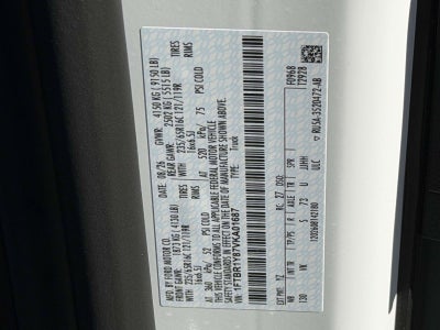 2027 Ford Transit Cargo Van T-250 130" Low Rf 9150 GVWR RWD