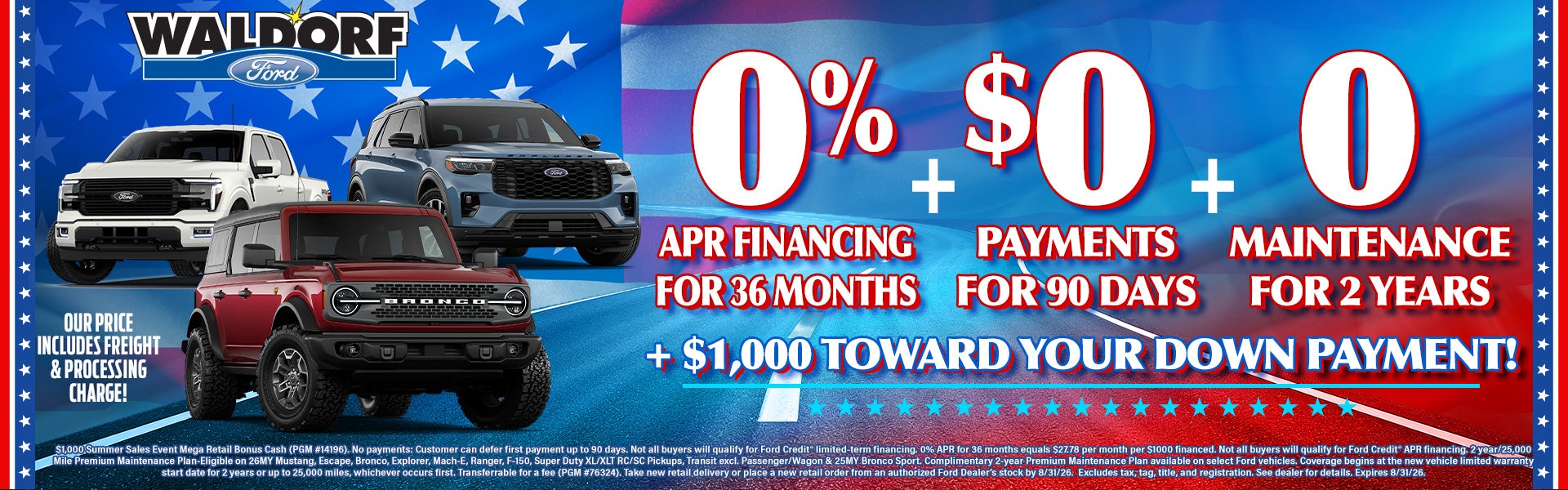 0% APR + $0 payments + 0 maintenance