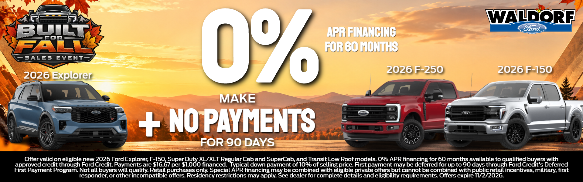0% APR + No Payments for 90 Days