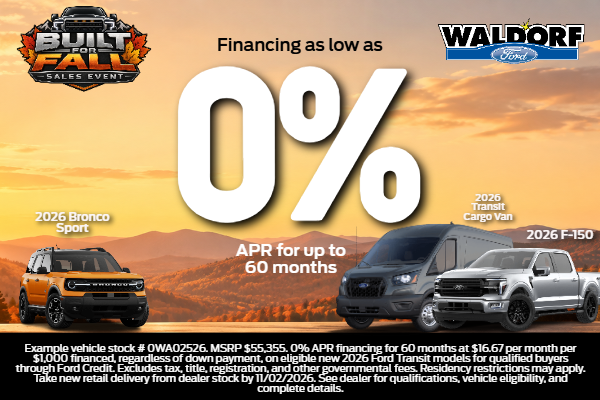 0% APR for 60 on new Ford Transit